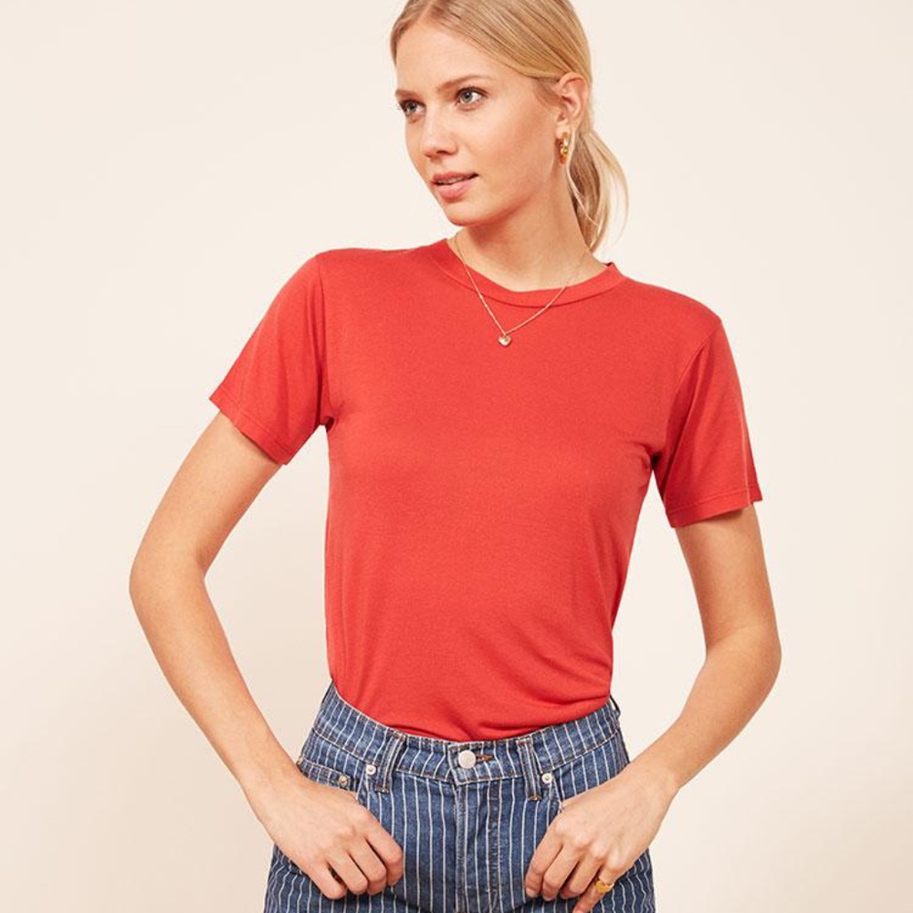 The Reformation Joplin Relaxed Tee - XS Cherry Red